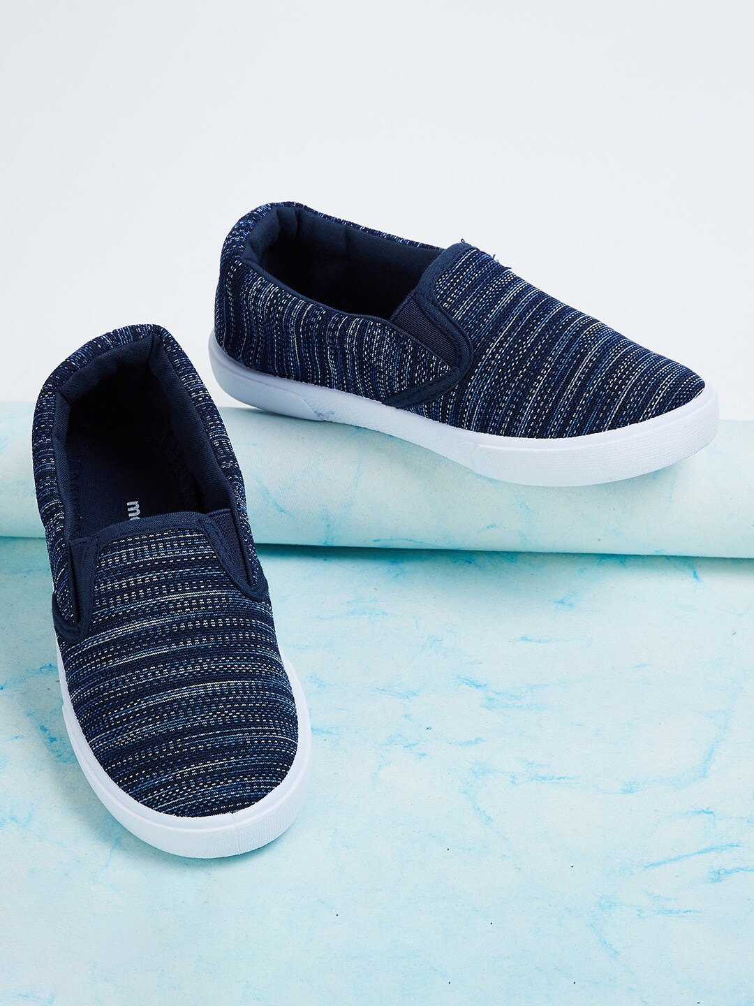 

max Boys Striped Slip-On Sneakers, Navy blue