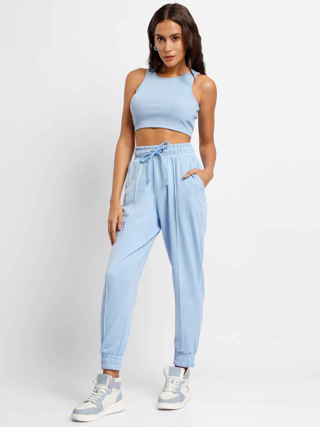 

NOBERO Fitted Crop Top and Joggers, Blue