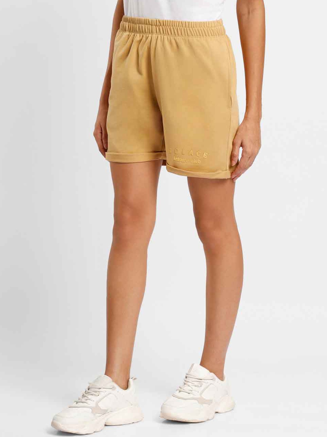 

NOBERO Women Mid Rise High-Rise Cotton Shorts, Brown