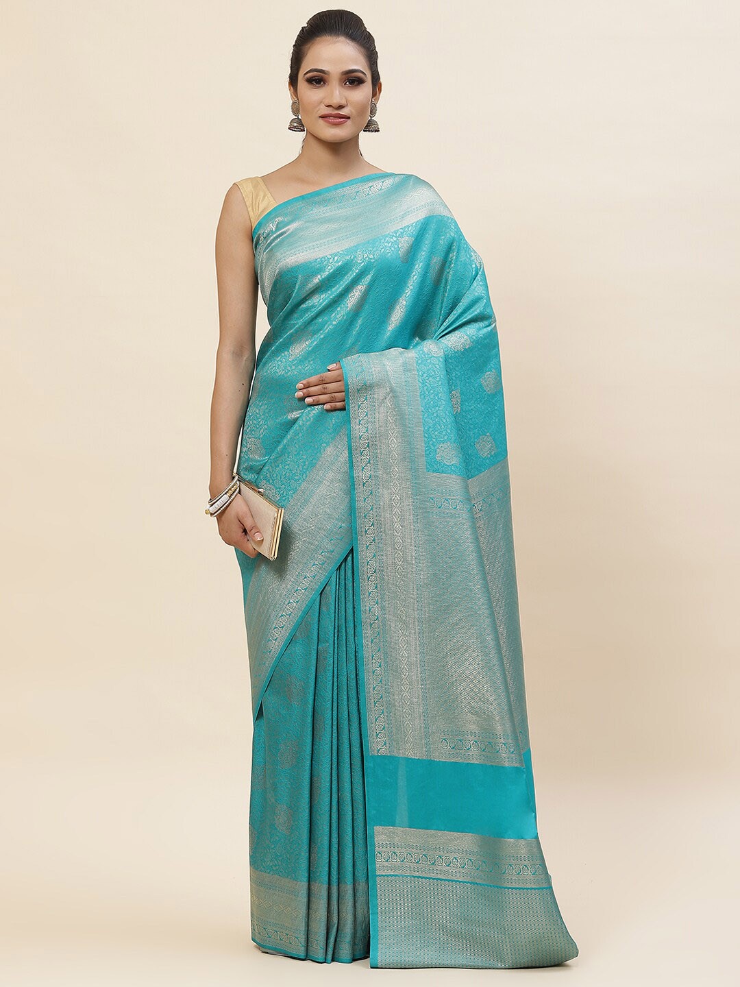 

Meena Bazaar Ethnic Woven Design Zari Saree, Blue