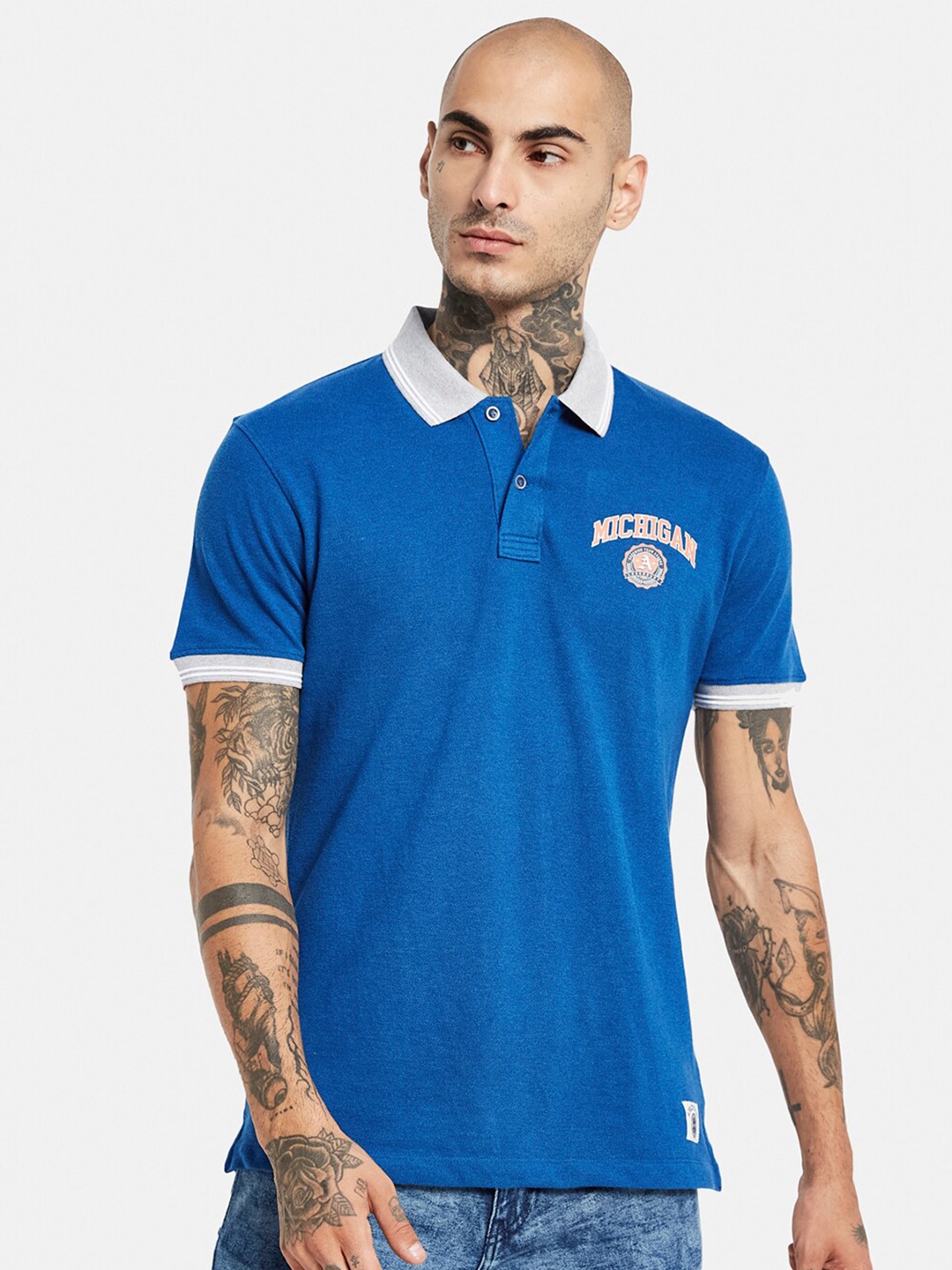 

Octave Polo Collar Cotton T-shirt, Blue