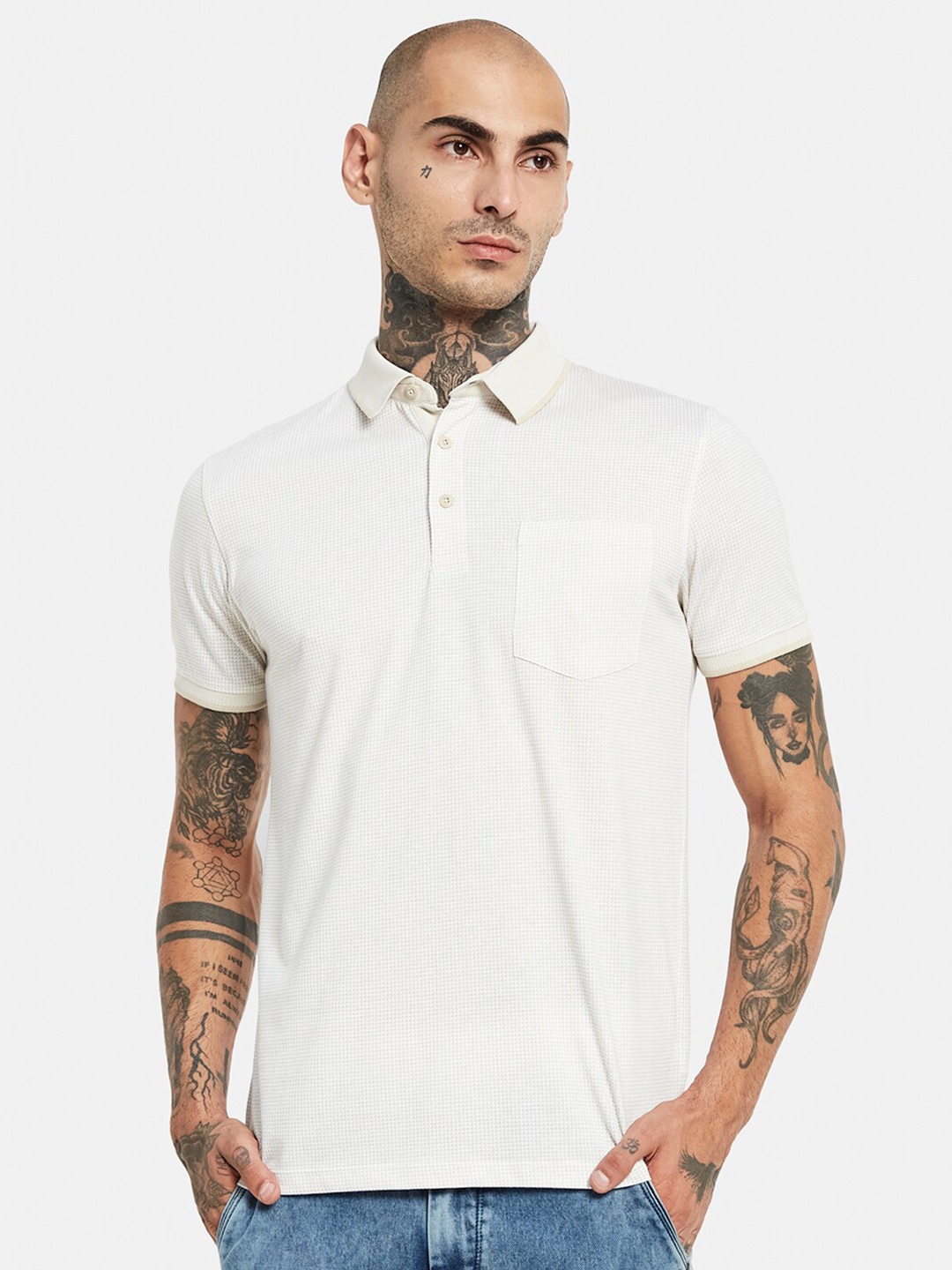 

Octave Polo Collar Cotton T-shirt, Cream