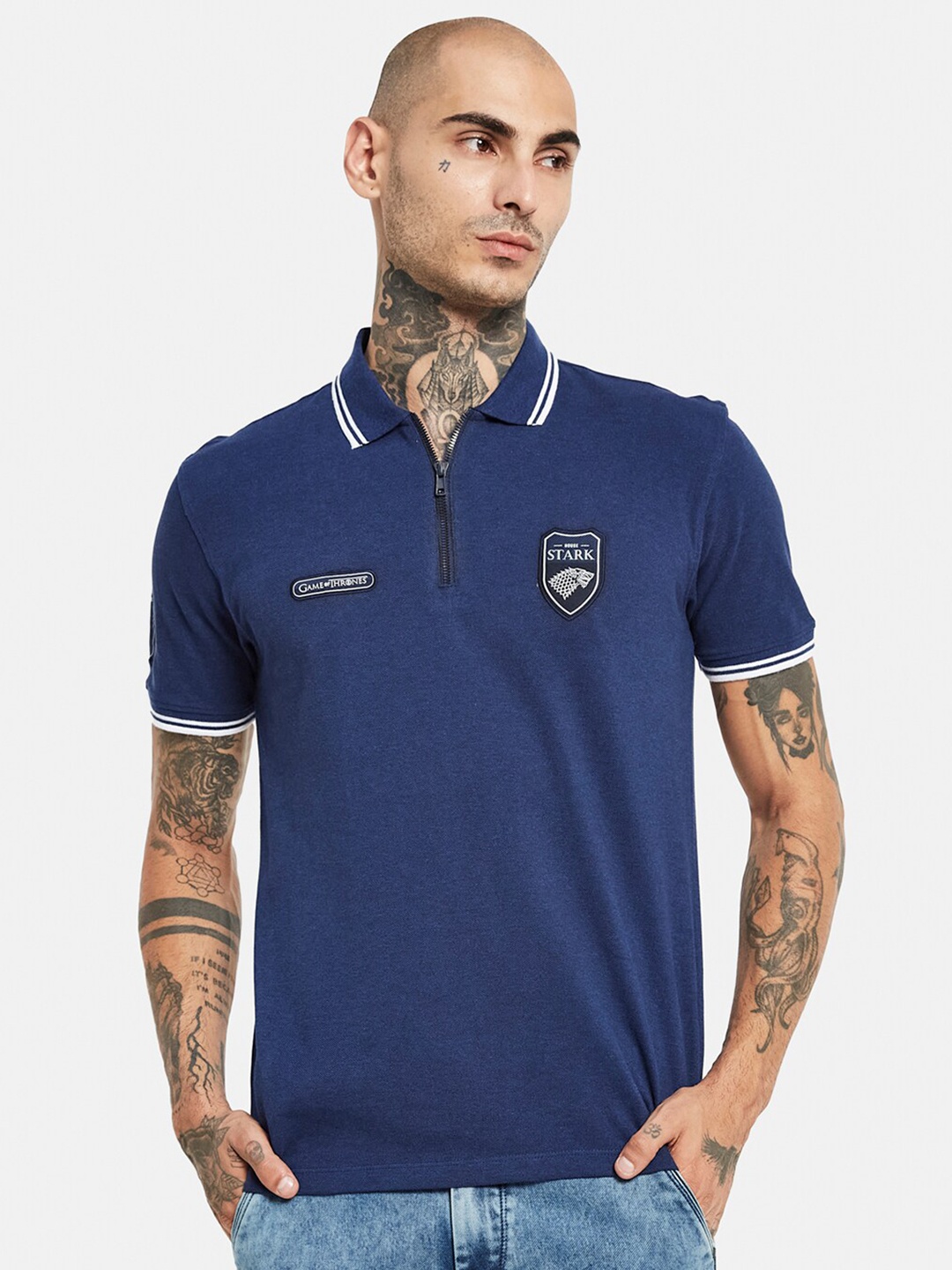 

Octave Polo Collar Cotton T-shirt, Blue