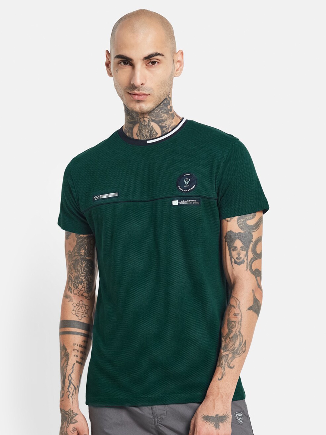 

Octave Pure Cotton Round Neck T-shirt, Green