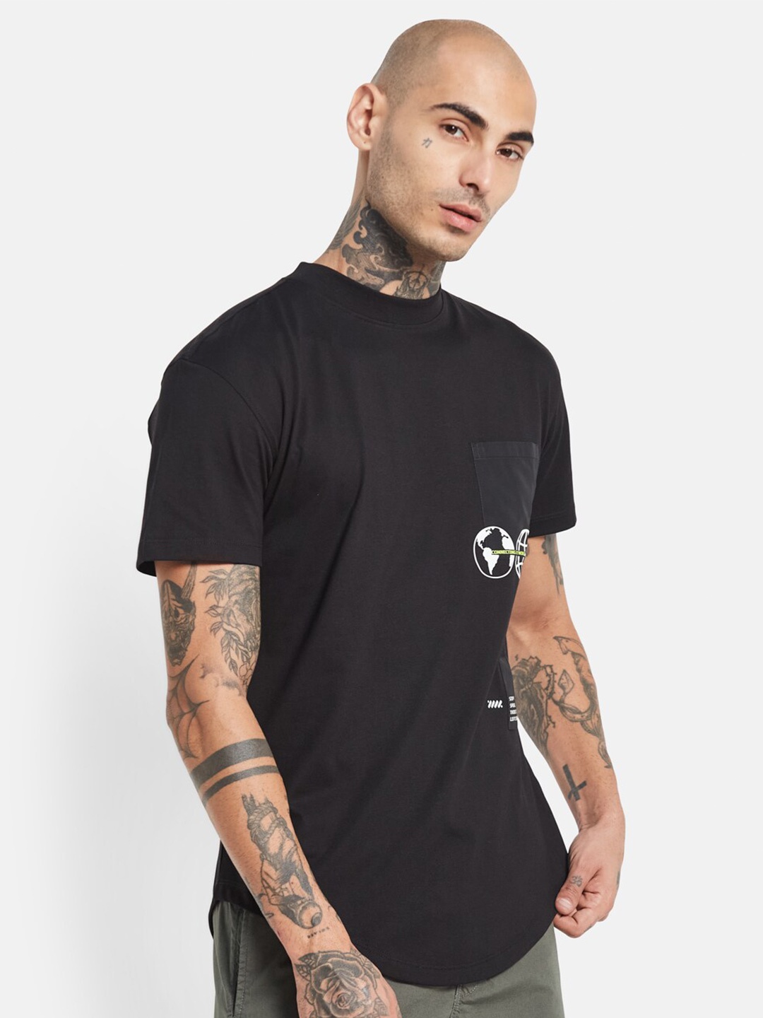 

Octave Round Neck Cotton T-shirt, Black