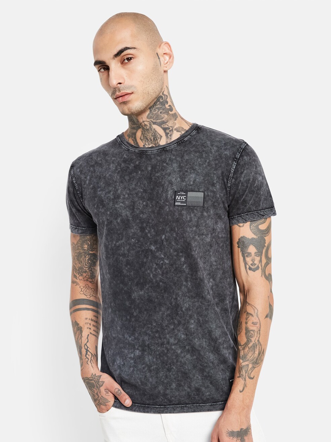 

Octave Round Neck Cotton T-shirt, Grey