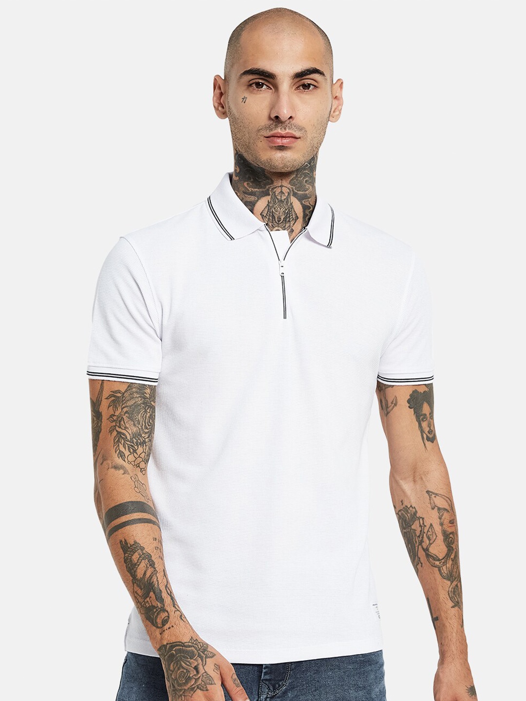 

Octave Polo Collar Cotton T-shirt, White