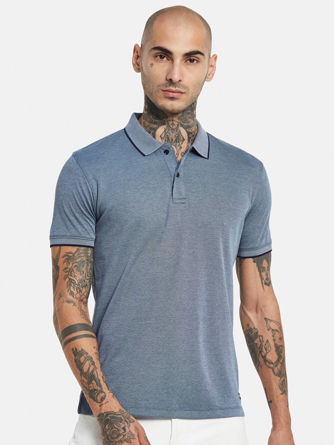 

Octave Polo Collar Cotton T-shirt, Blue