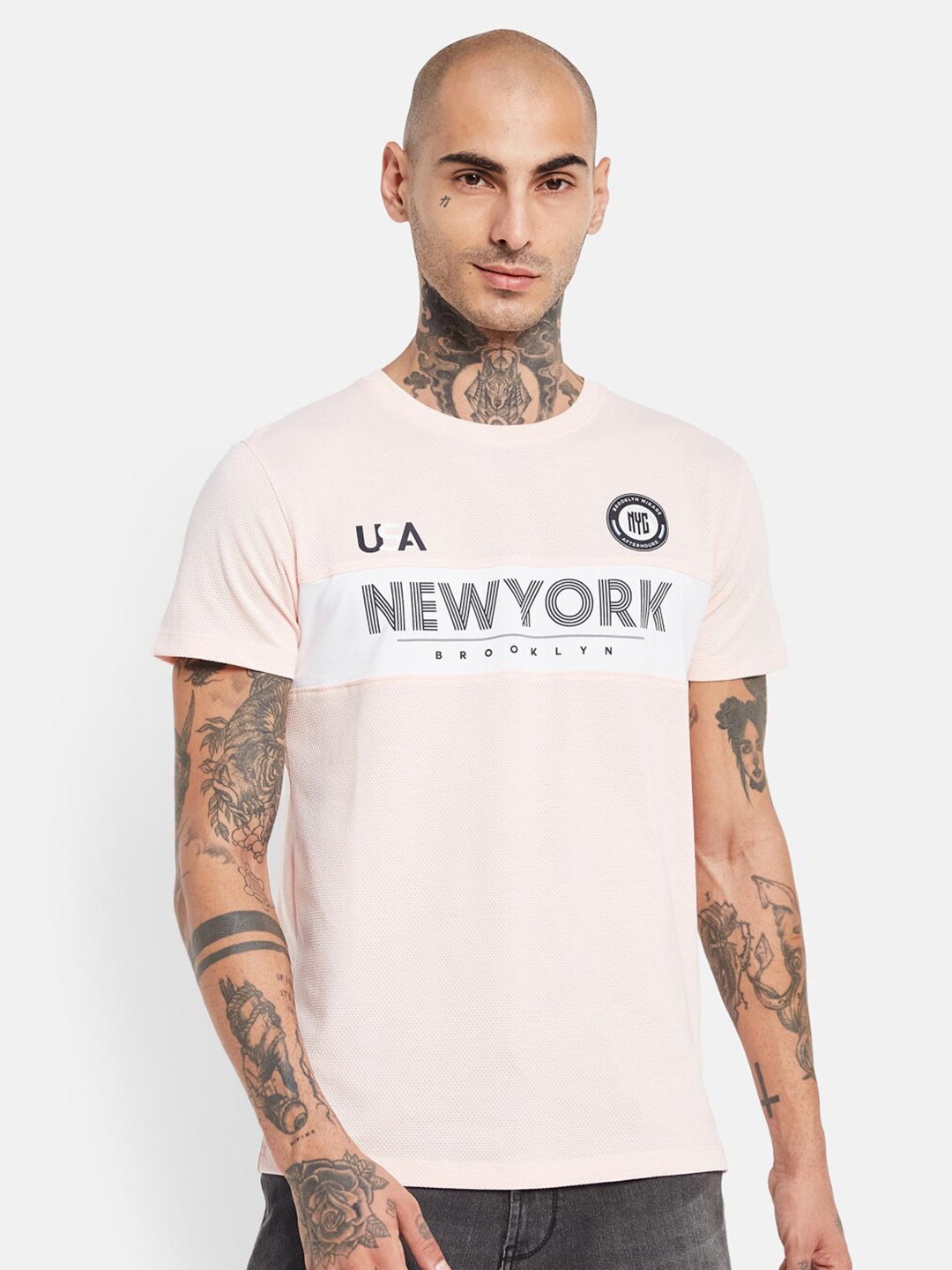 

Octave Typography Printed Cotton T-shirt, Pink