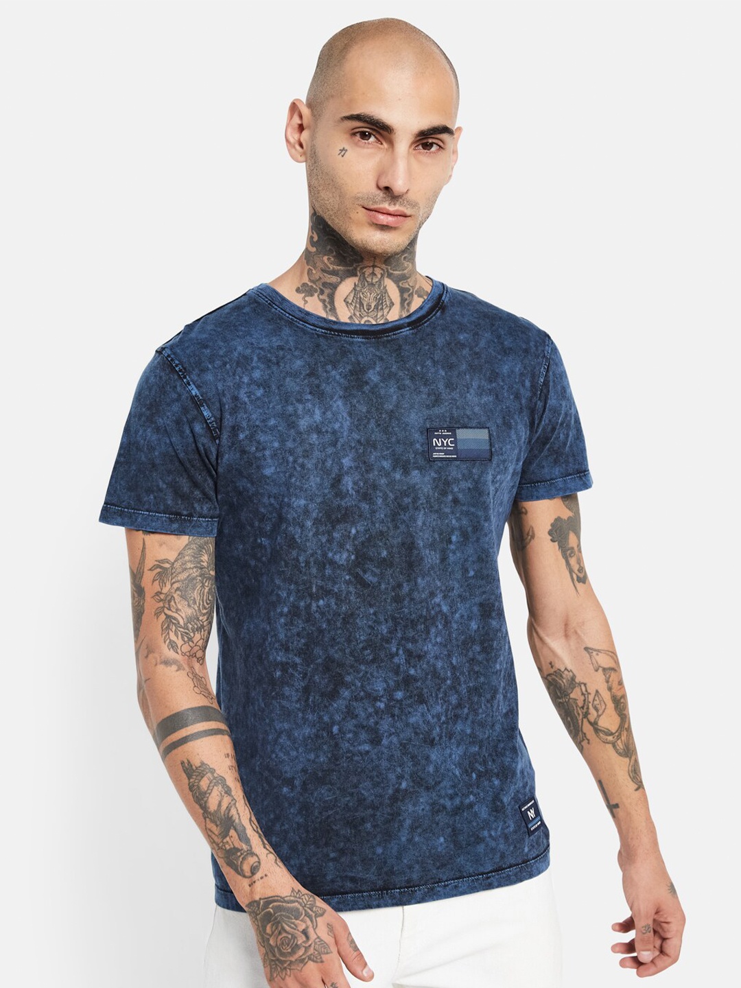 

Octave Abstract Printed Cotton T-Shirt, Blue