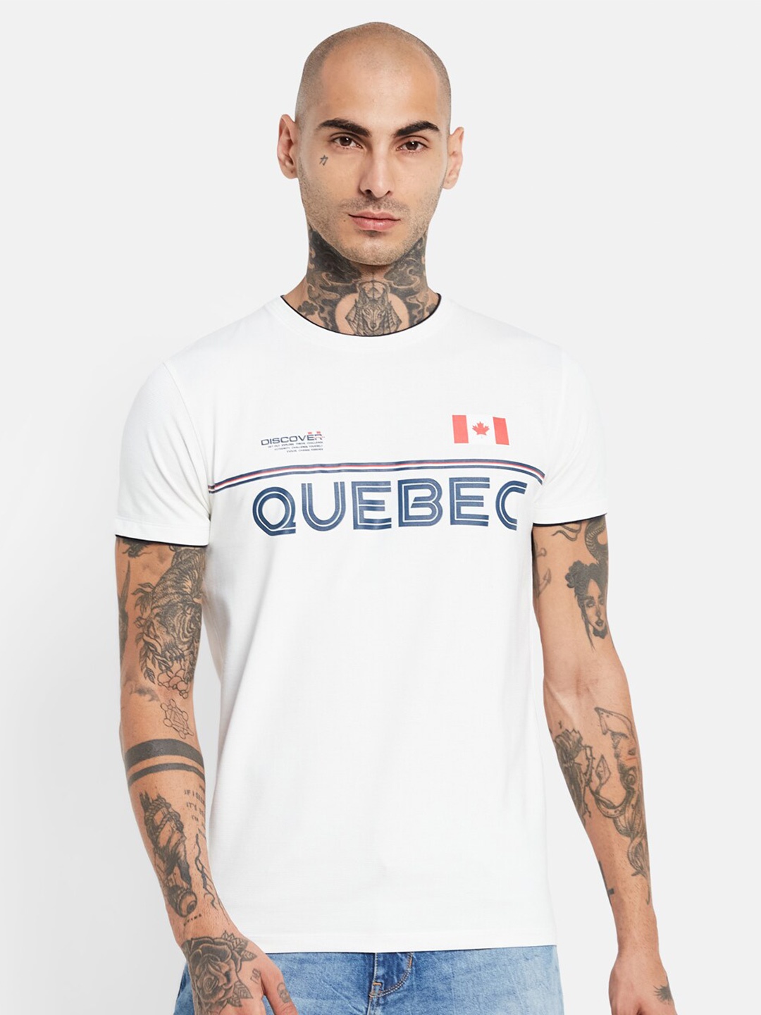 

Octave Typography Printed Cotton T-Shirt, White