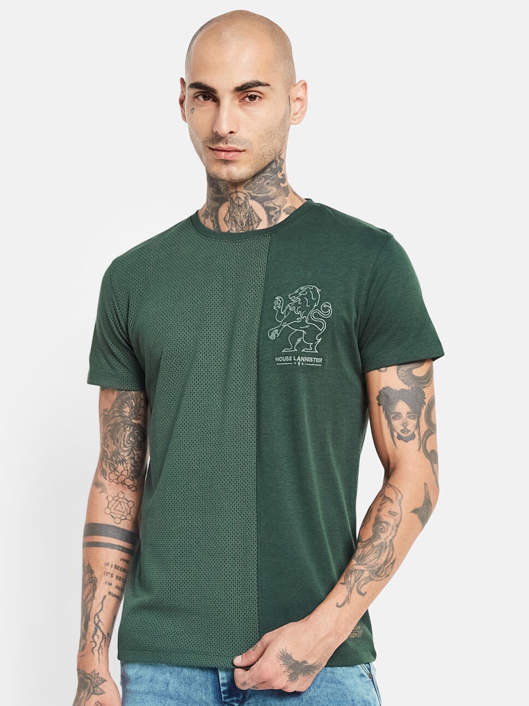 

Octave Round Neck Cotton T-shirt, Green