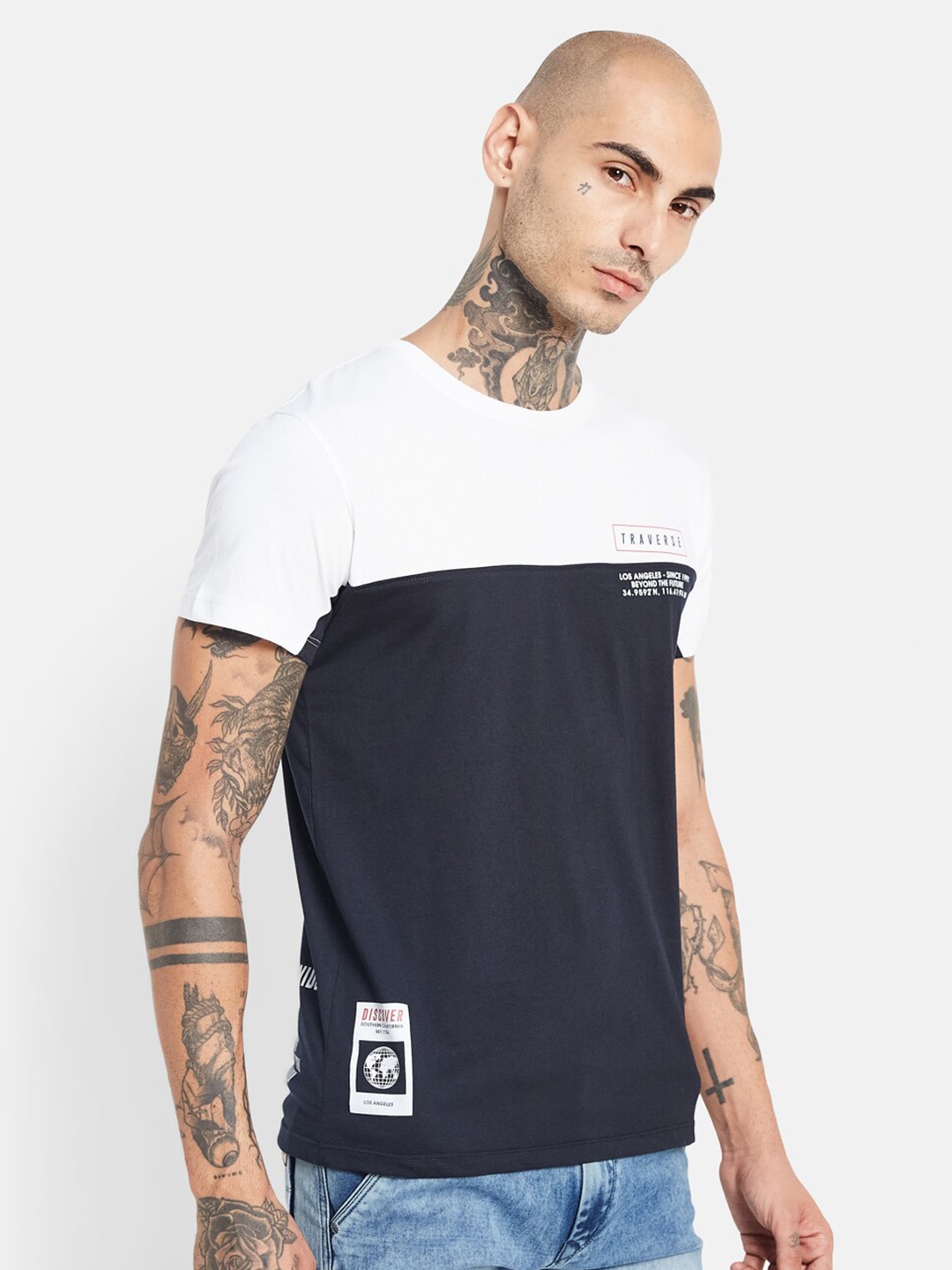 

Octave Colourblocked Pockets T-shirt, Navy blue