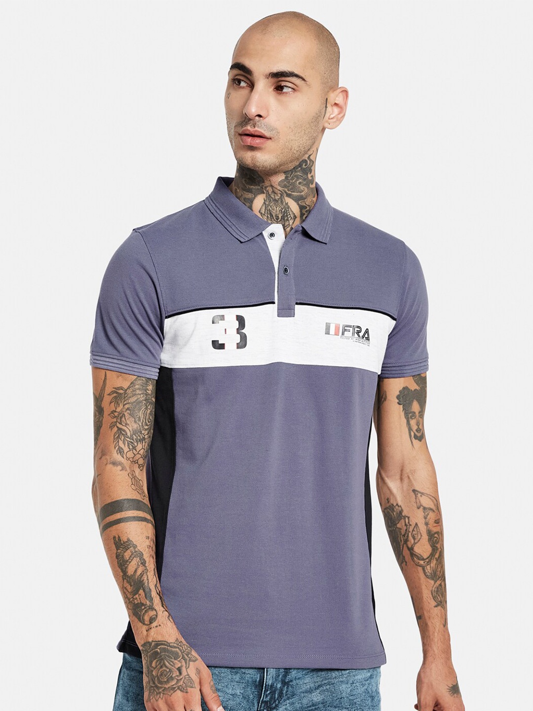 

Octave Polo Collar Cotton T-shirt, Purple