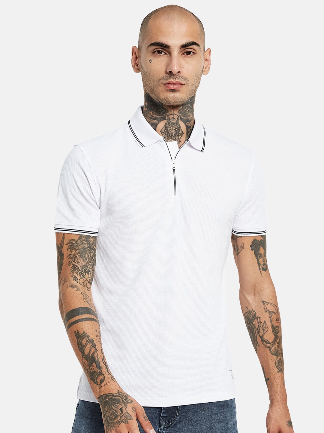 

Octave Polo Collar Cotton T-shirt, White