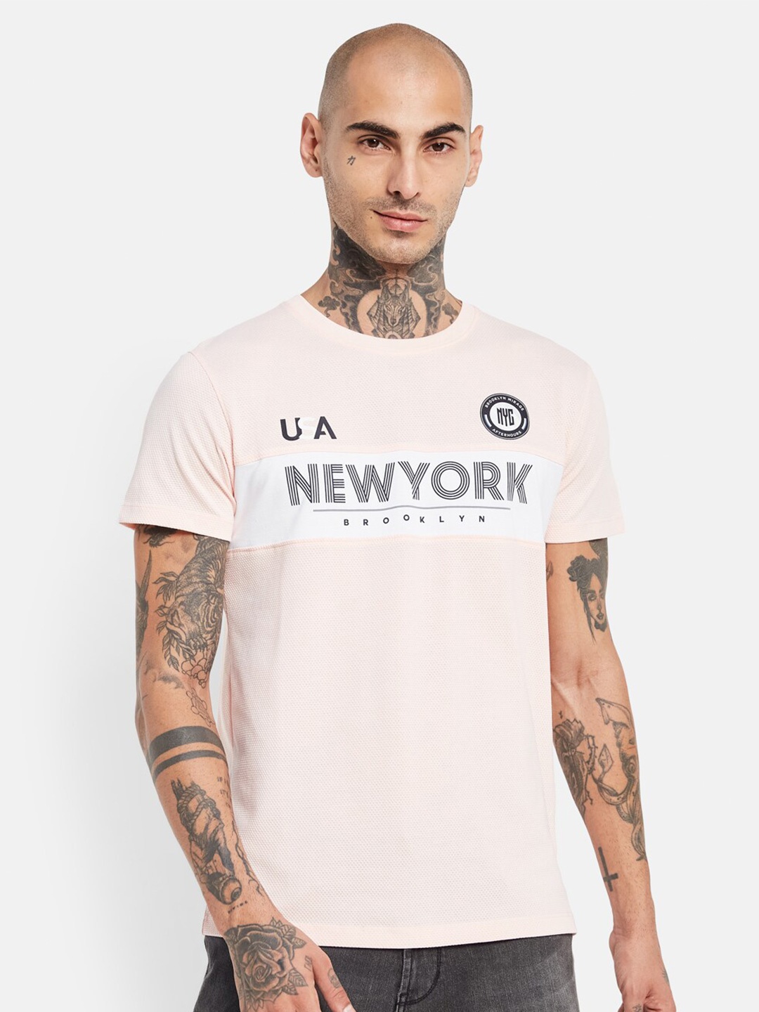 

Octave Typography Printed Cotton Regular Fit Casual T-shirt, Pink
