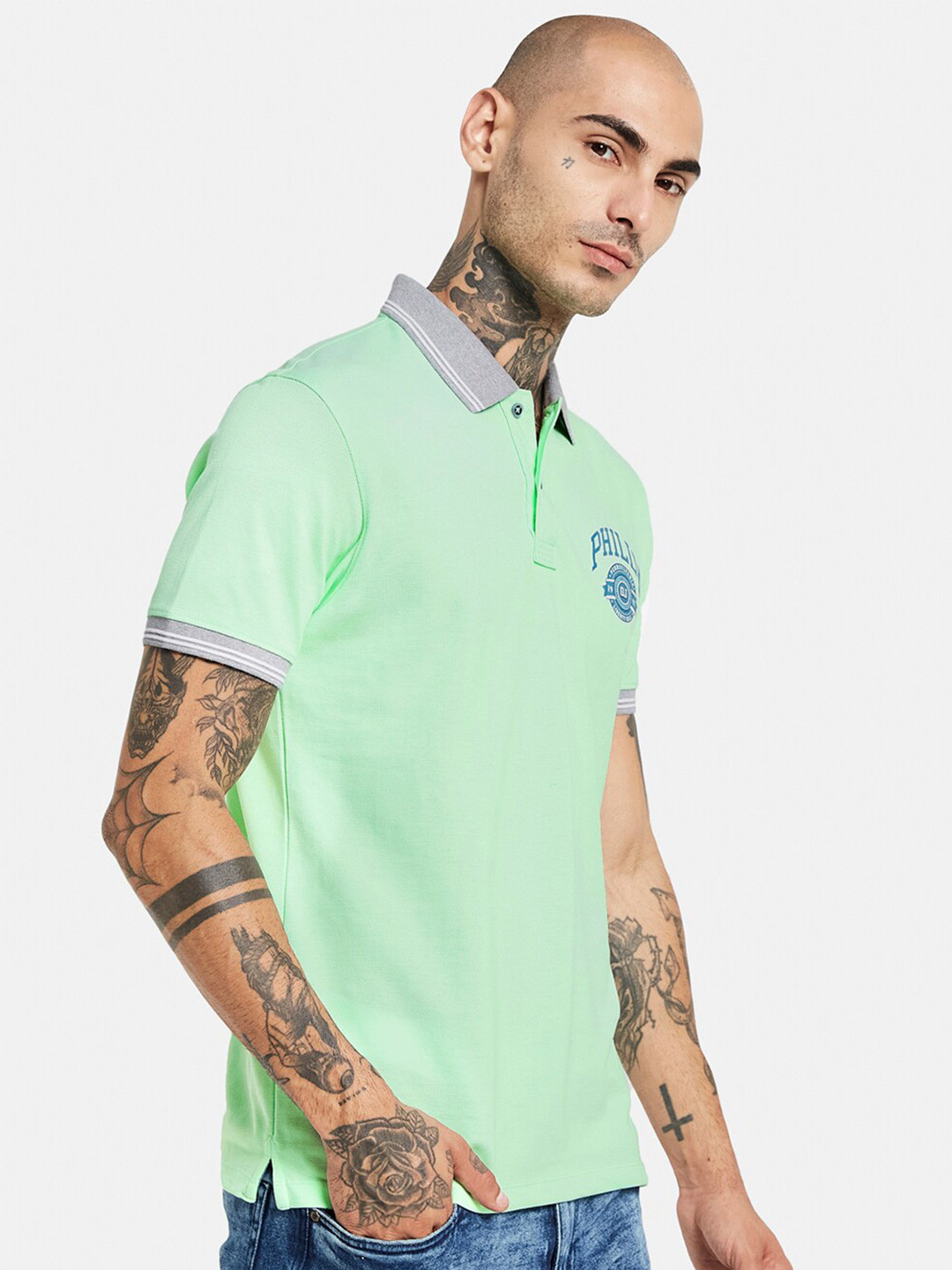

Octave Polo Collar Cotton T-shirt, Green