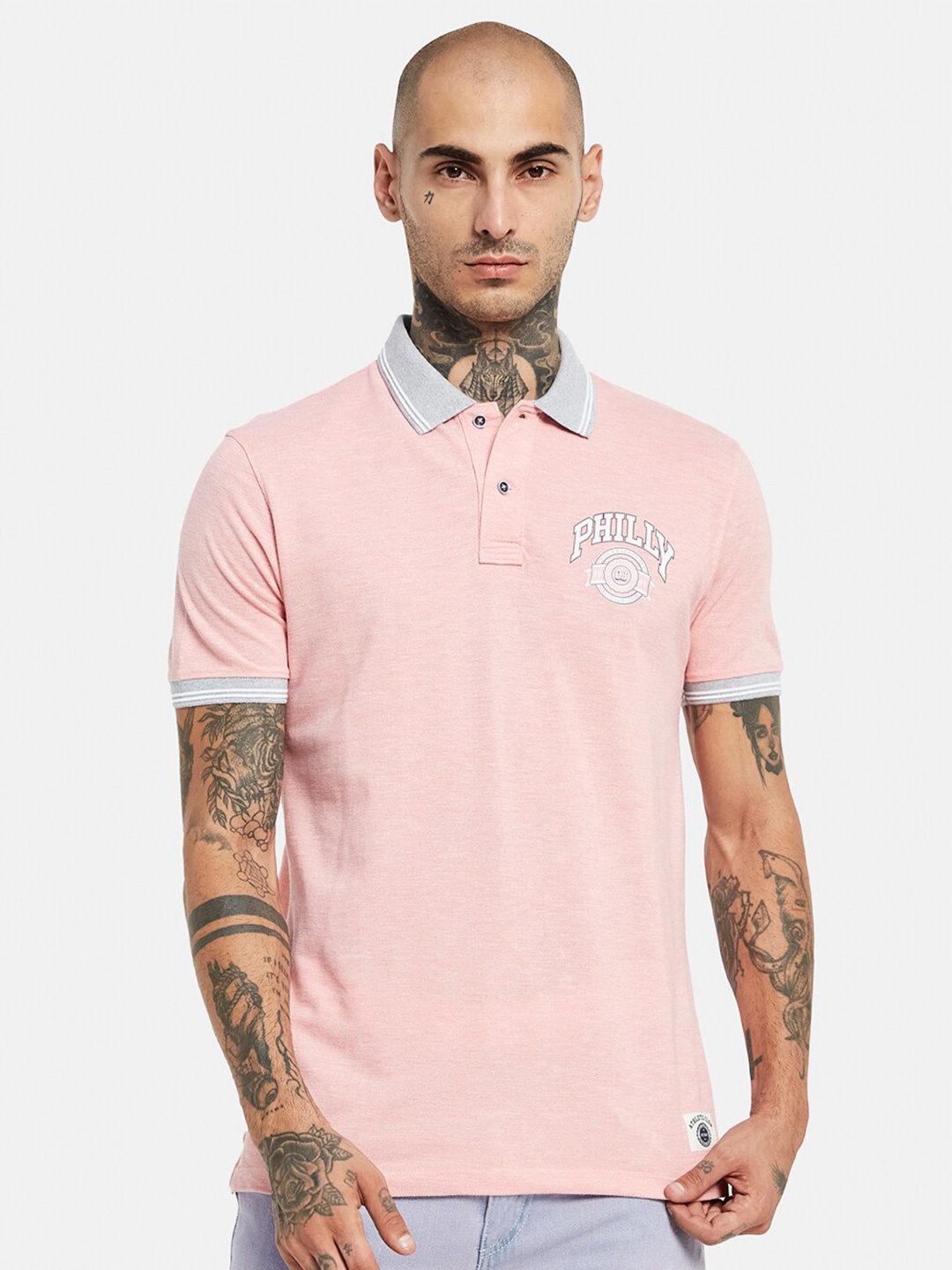 

Octave Polo Collar Cotton T-shirt, Pink