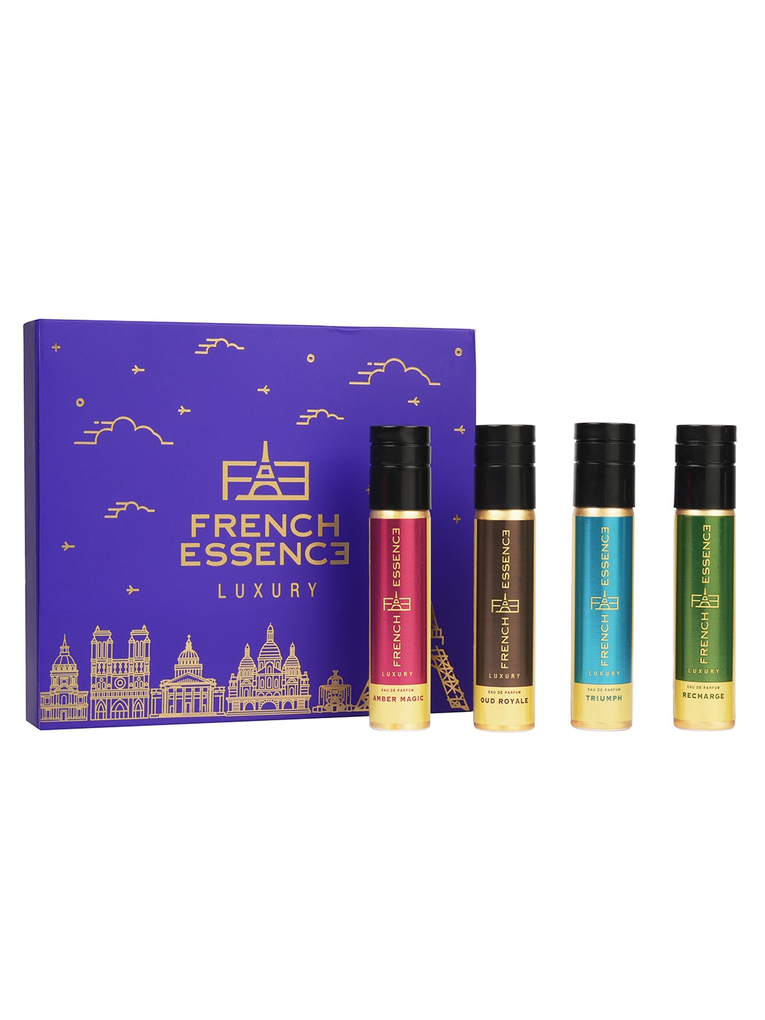 

FRENCH ESSENCE Men 4Pcs Long-Lasting Luxury Perfume Gift Set - 30ml Each, Blue