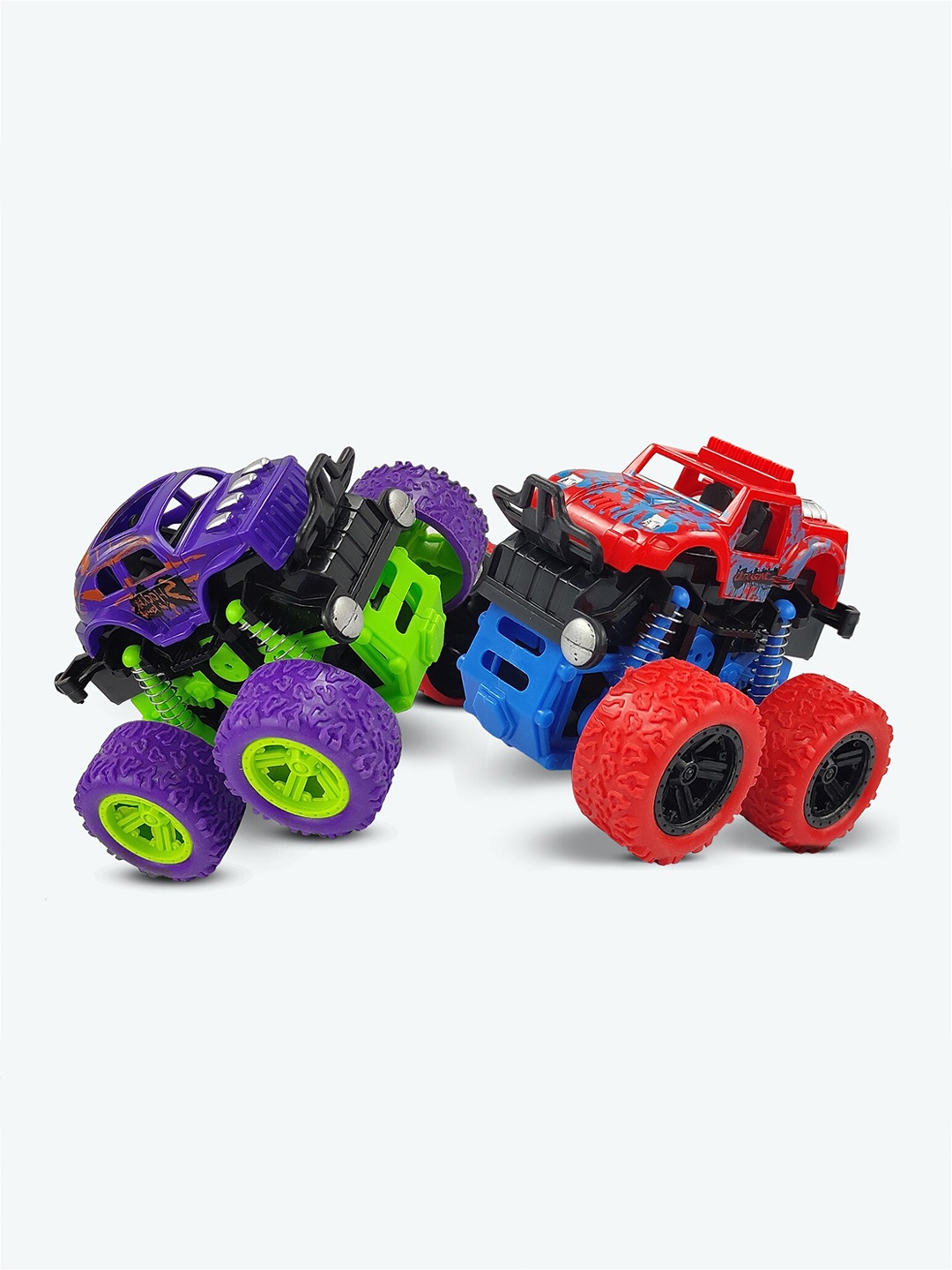 

NHR Set Of 2 360 Degree Mini Monster Trucks Friction Powered Cars Toy Vehicles, Red