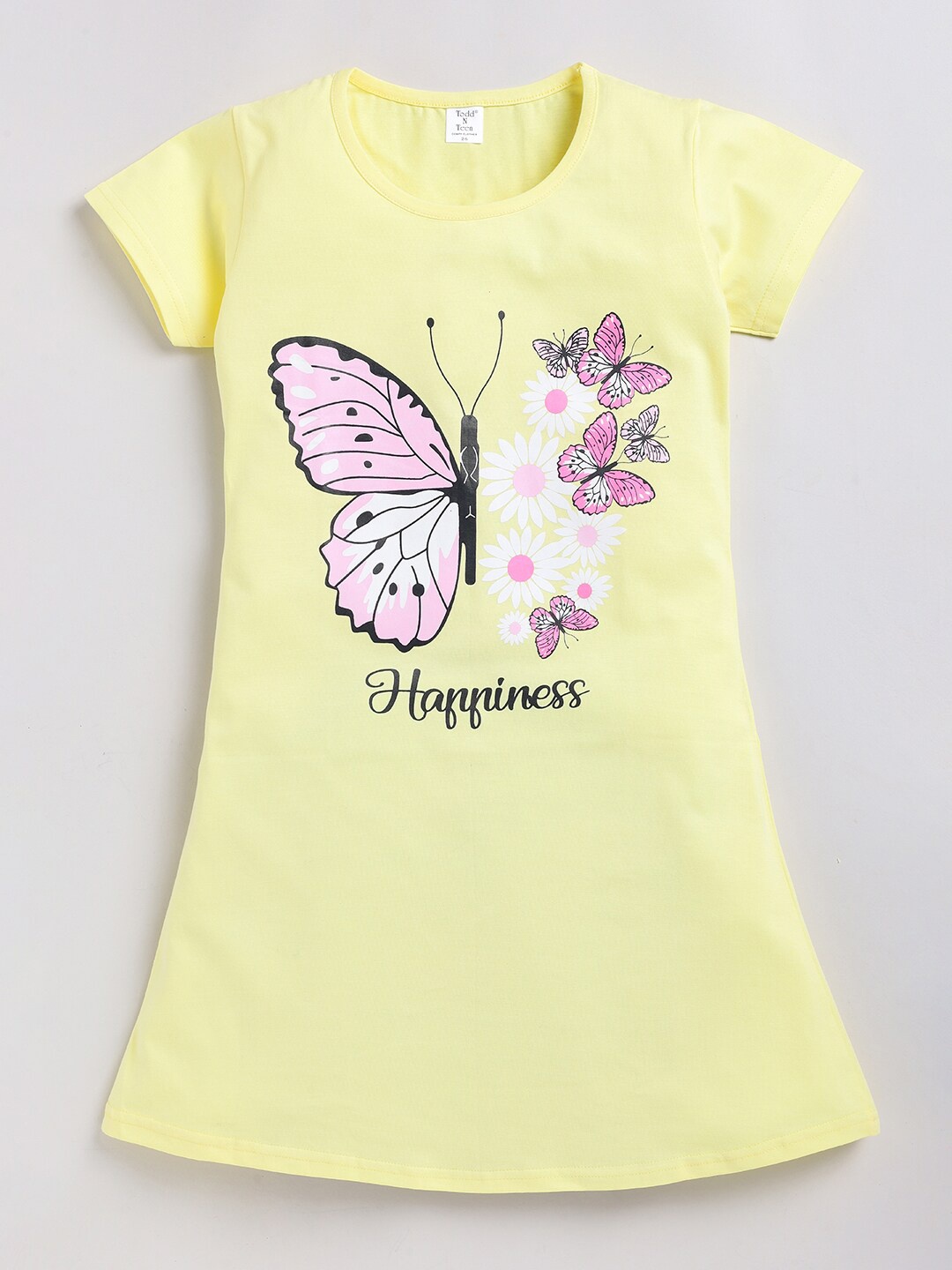 

Todd N Teen Girls Graphic Printed Cotton T-Shirt Nightdress, Yellow