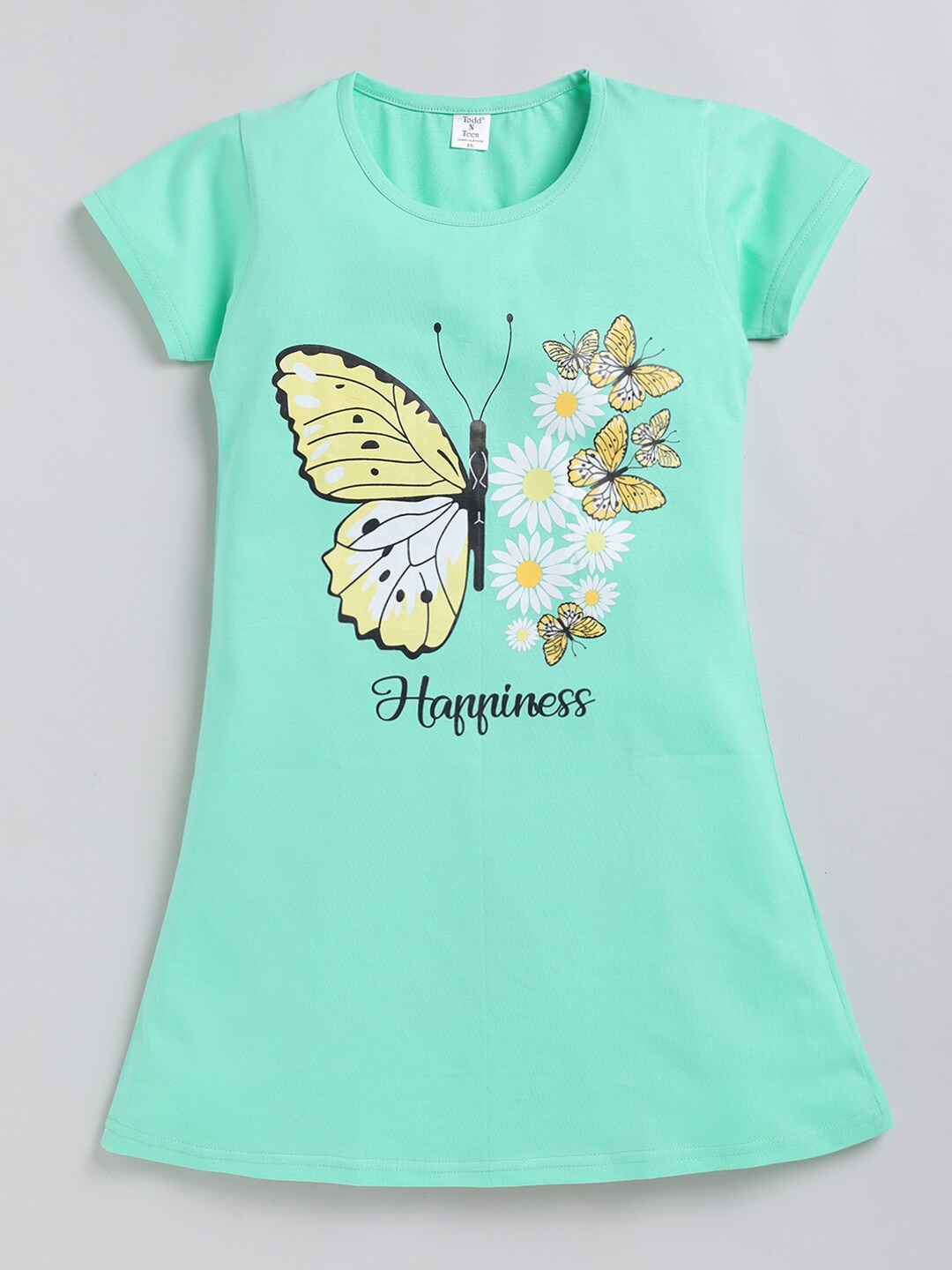 

Todd N Teen Girls Graphic Printed Cotton T-Shirt Nightdress, Green