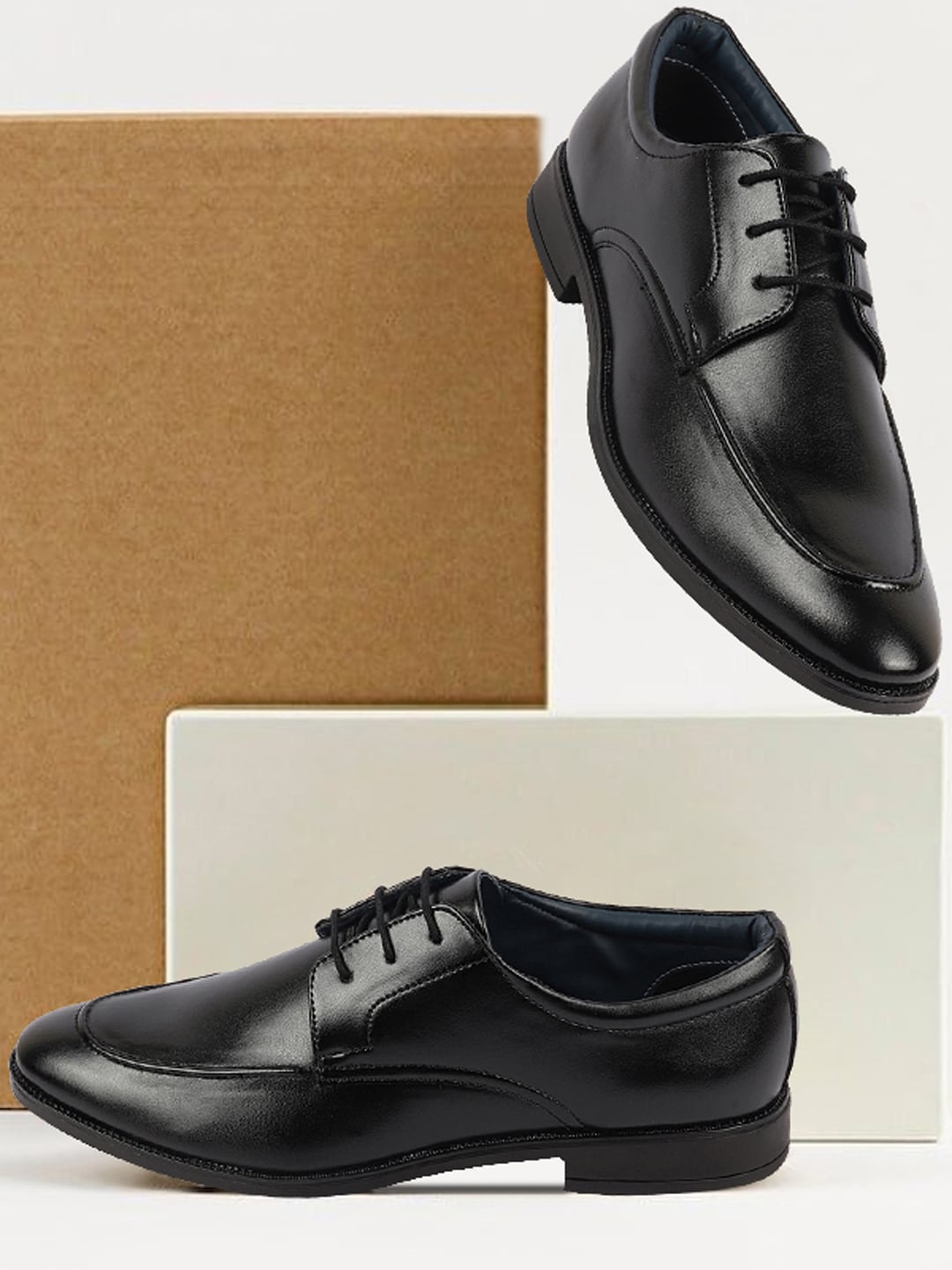 

FAUSTO Men Textured Formal Derbys, Black