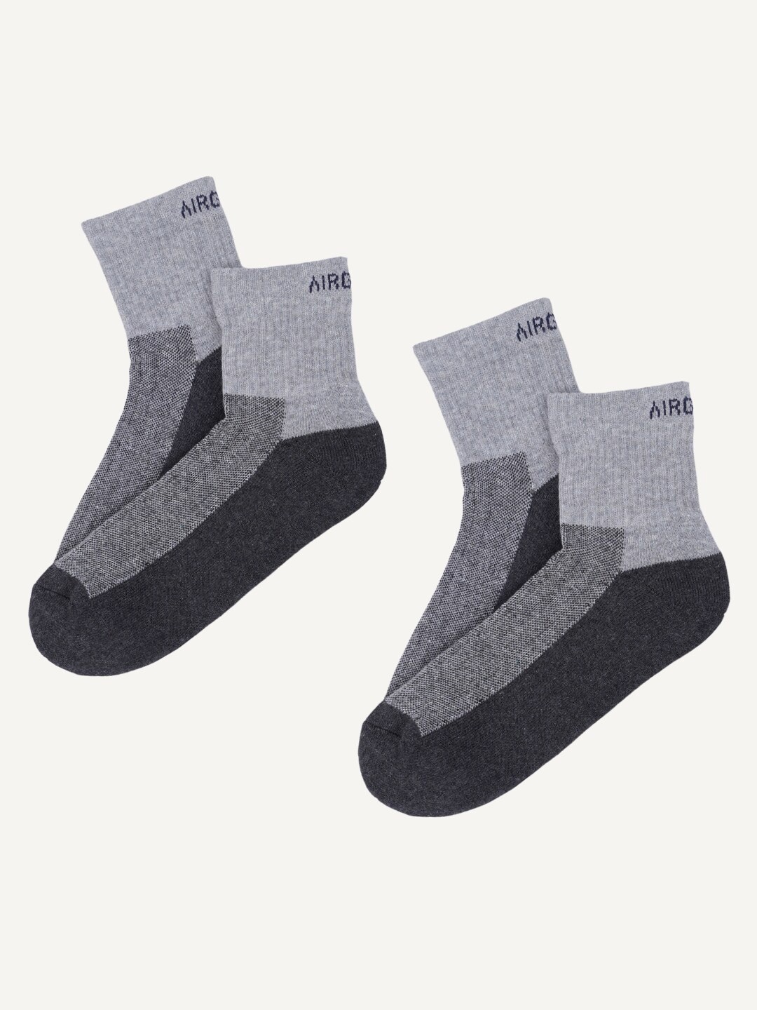 

AIR GARB Unisex Pack Of 2 Colorblocked Soft And Breathable Above Ankle Length Socks, Grey