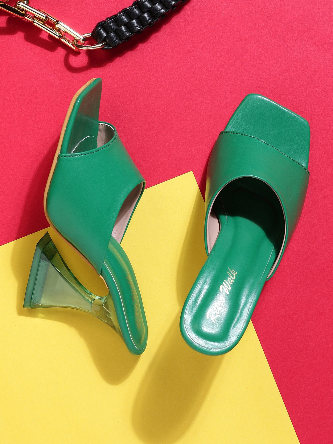 

Retro Walk Open Back Block Heels, Green