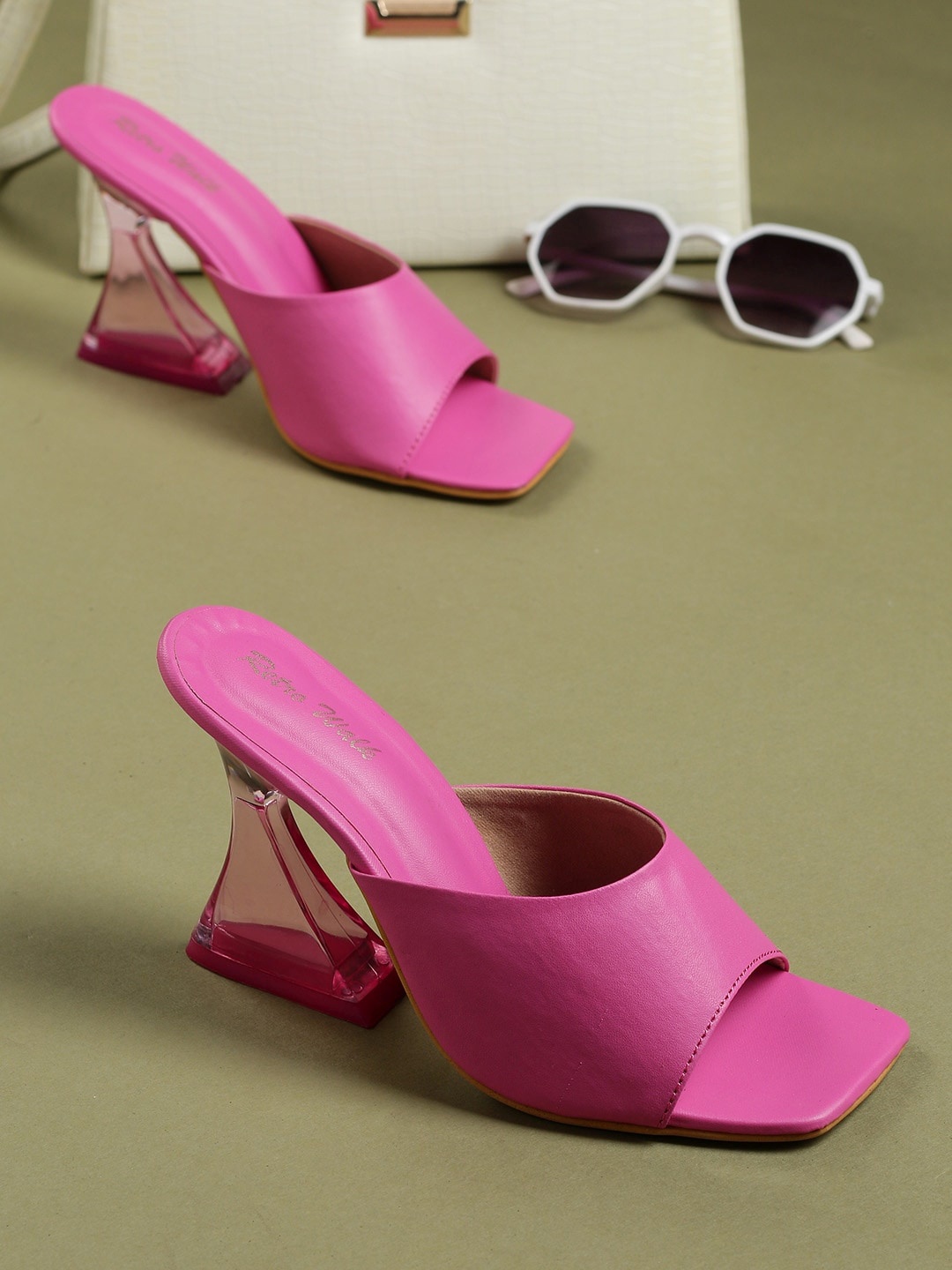 

Retro Walk Open Back Block Heels, Pink