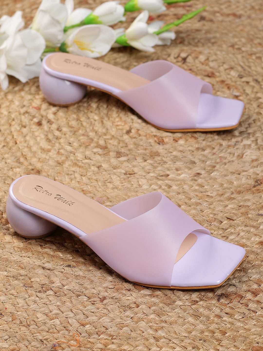 

Retro Walk Open Back Block Heels, Purple