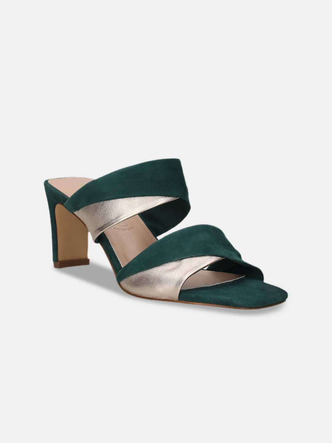 

BAGATT Jaya Colourblocked Round Toe Leather Slim Heels, Green