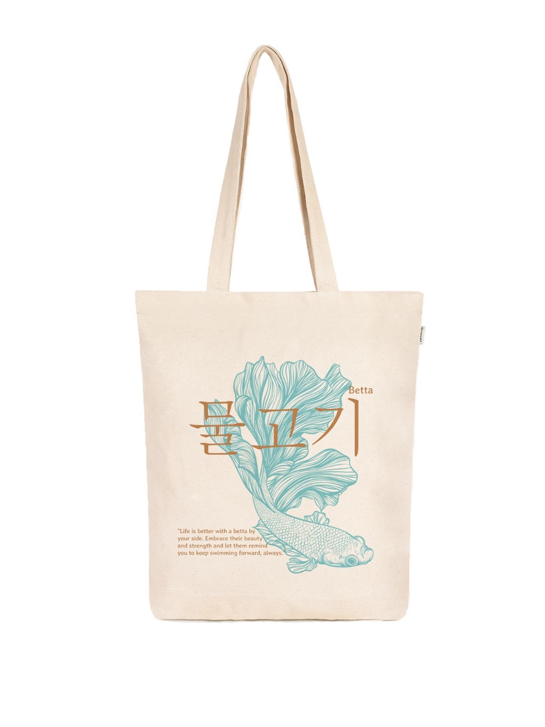 EcoRight Graphic Printed Shopper Cotton Tote Bag, Off white