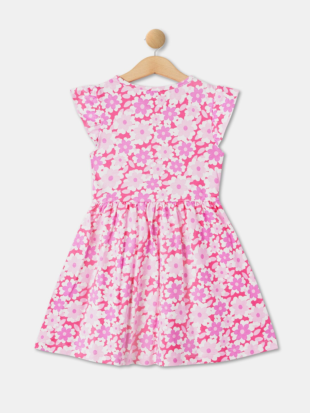 

R&B Girls Floral Printed Gathered Cotton Fit & Flare Dress, White