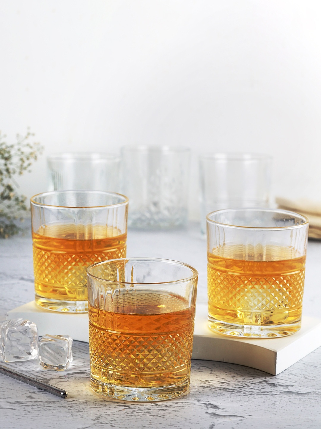 

Cello Brilliant 6 Pieces Transparent Textured Glass Tumblers- 325ml Each