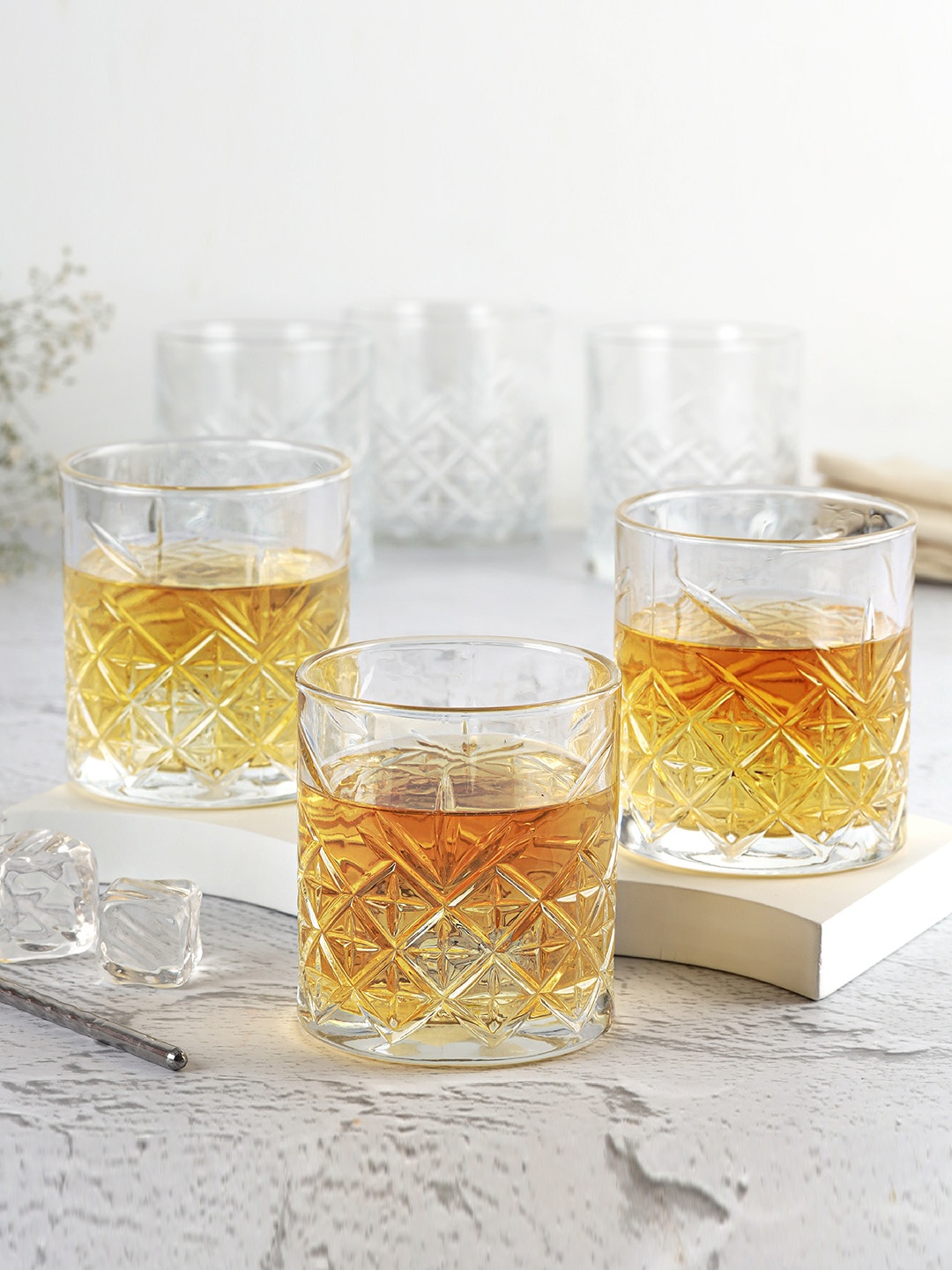 

Cello Classix 6-Pcs Transparent Textured Glass Tumblers - 215 ml Each