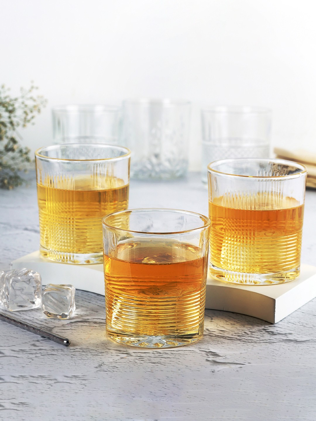 

Cello Enigma 6 Pcs Transparent Textured Glass Tumblers - 215ml Each