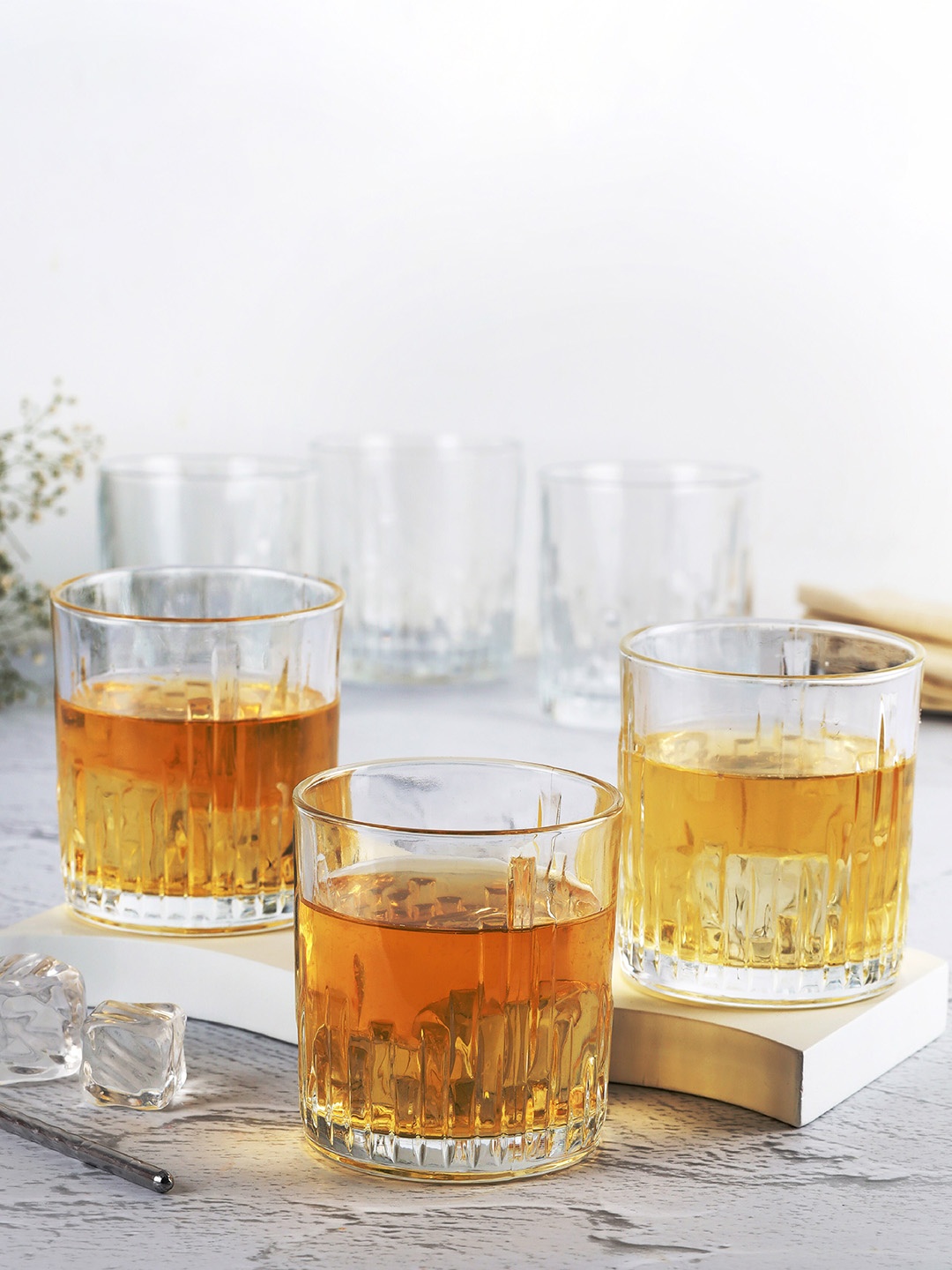 

Cello Opera 6-Pcs Transparent Textured Glass Tumblers - 215 ml Each