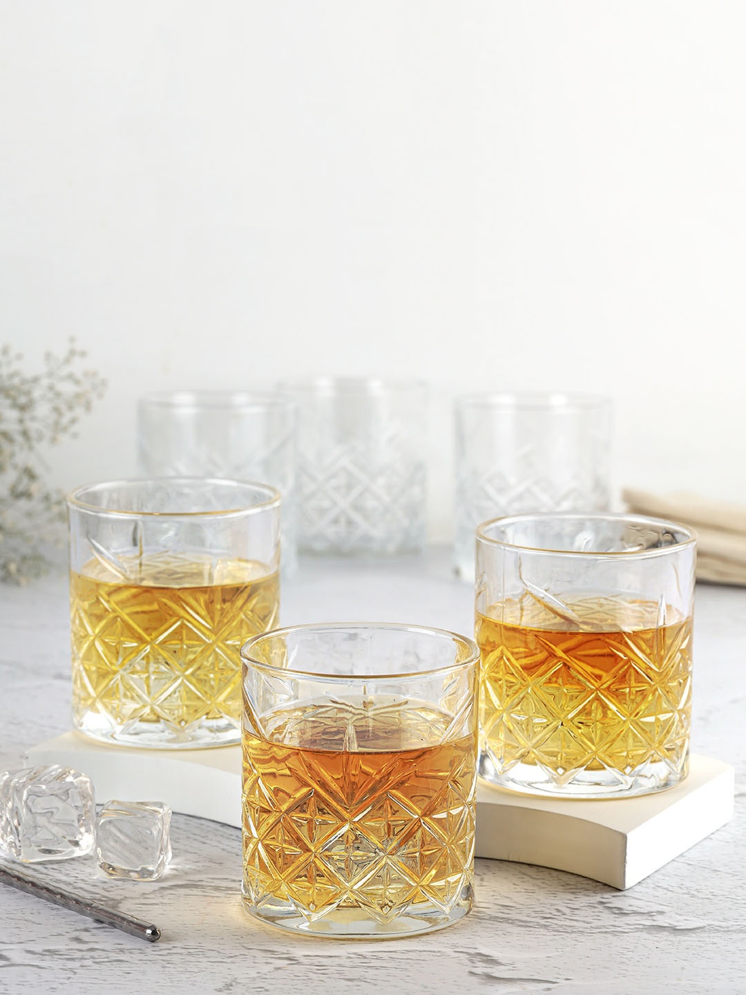 

Cello Classix 6 Pieces Transparent Textured Glass Tumblers-325ml Each