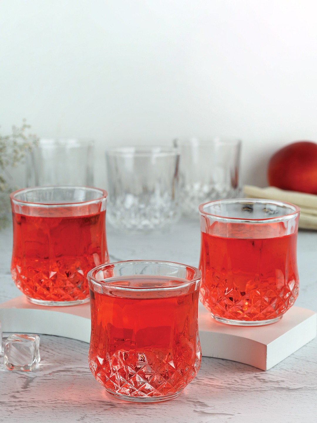 

Cello Amore 6 Pcs Transparent Textured Glass Tumblers-215ml Each