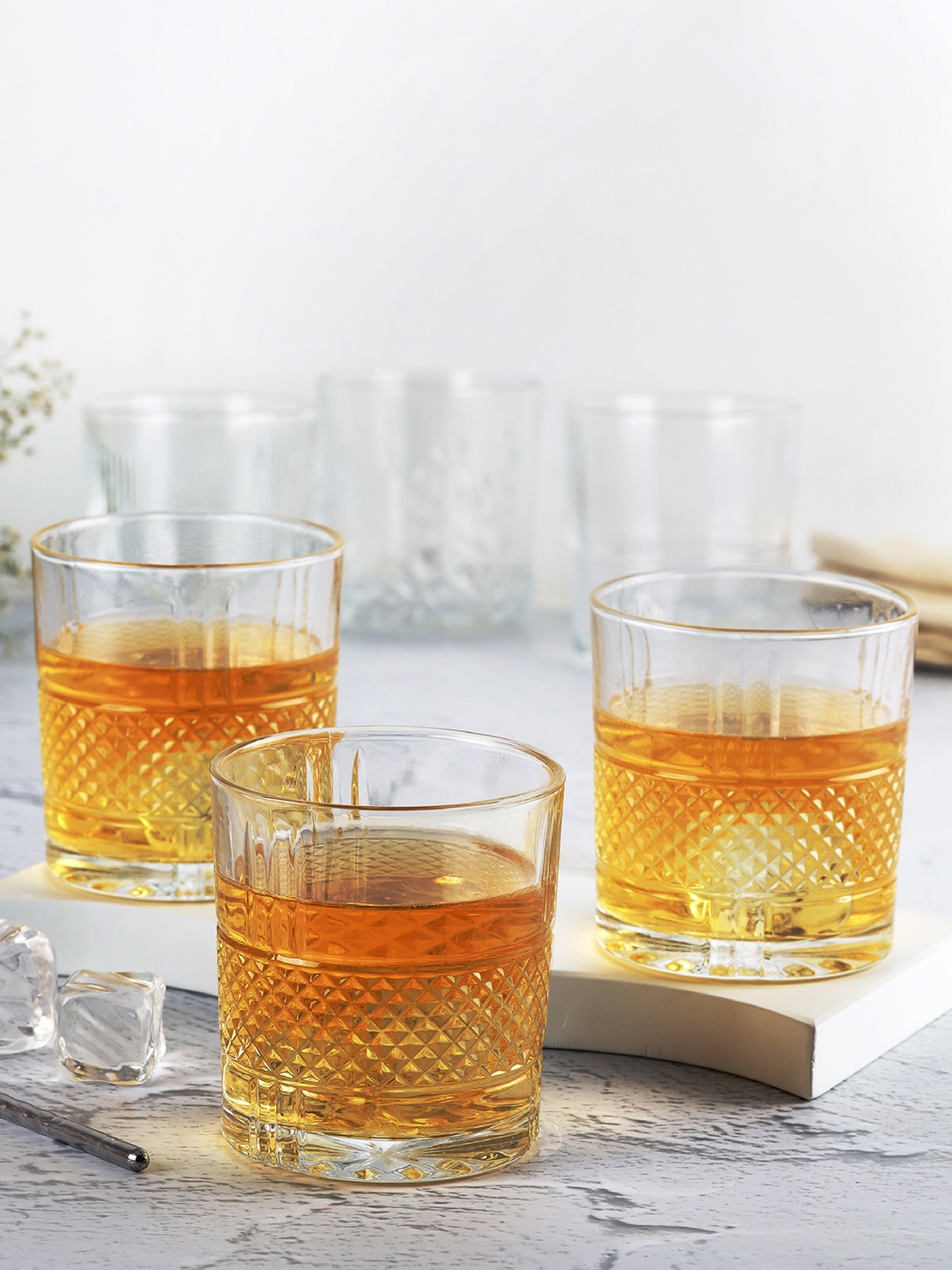 

Cello Brilliant 6 Pcs Transparent Textured Glass Tumblers-215ml Each