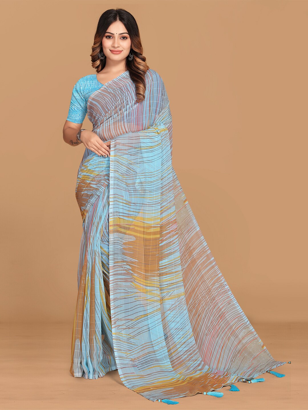 

Triveni Abstract Printed Pure Georgette Saree, Blue