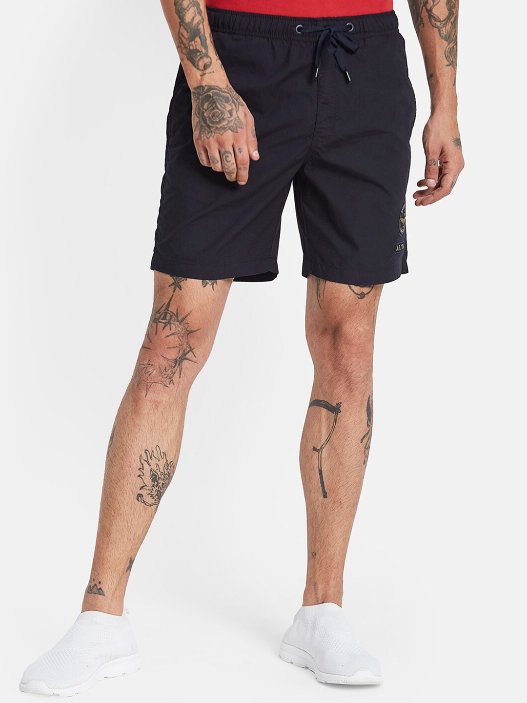 

Octave Men Mid-Rise Cotton Sports Shorts, Navy blue