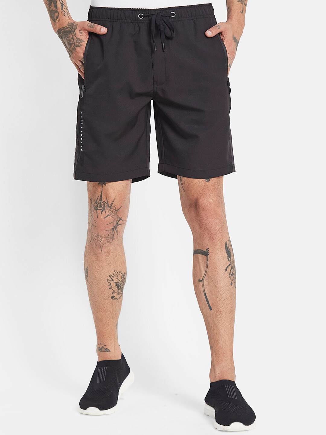 

Octave Men Mid-Rise Cotton Shorts, Black