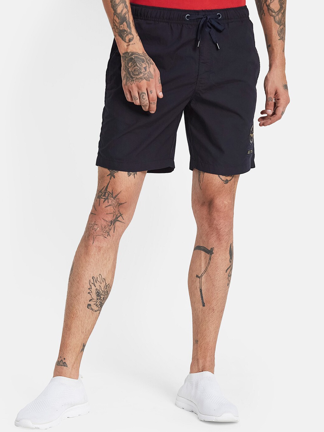 

Octave Men Mid-Rise Cotton Sports Shorts, Navy blue