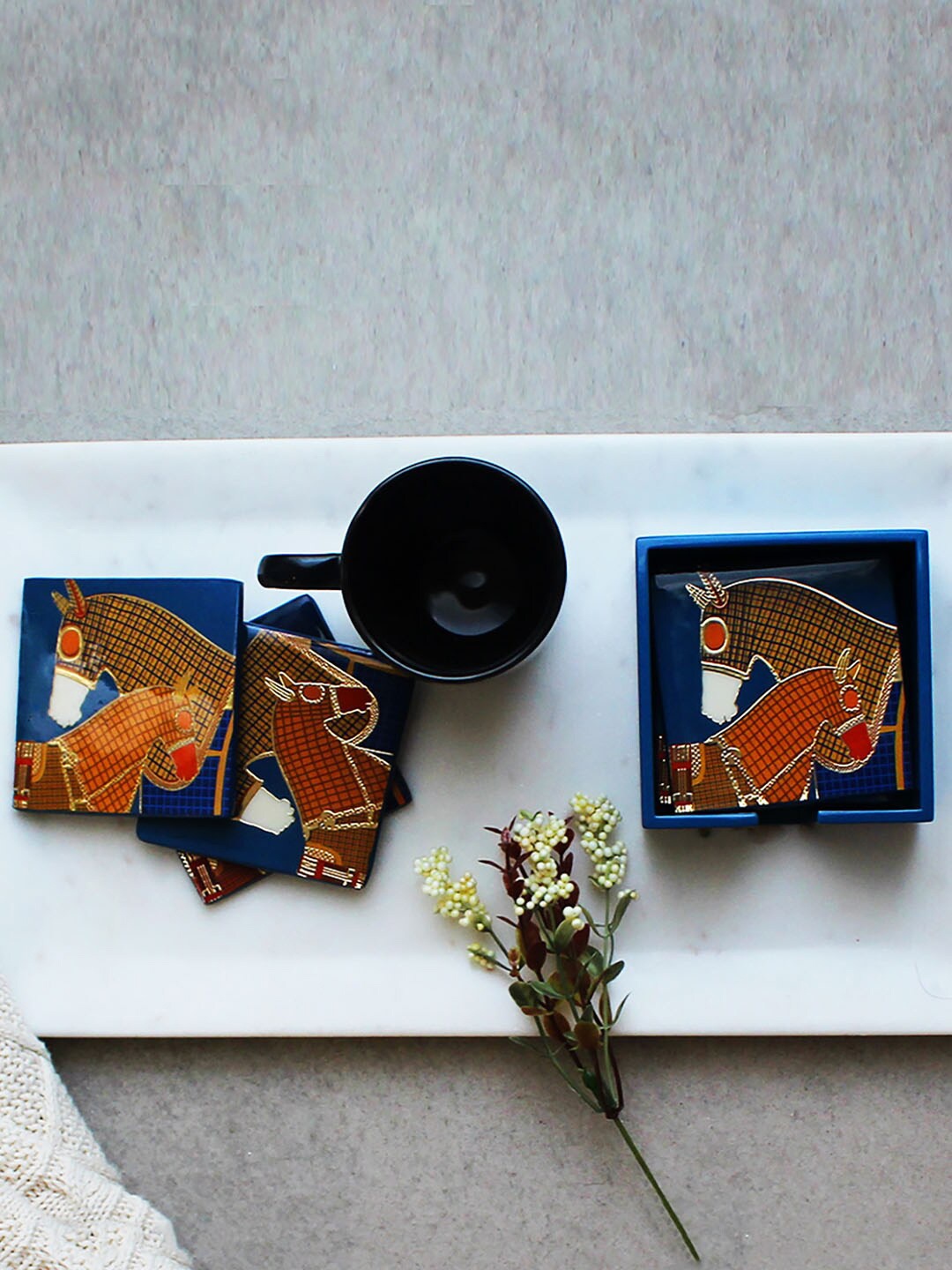 

Izzhaar Mustang 2.0 Blue & Brown 4 Pieces Horse Printed Coasters