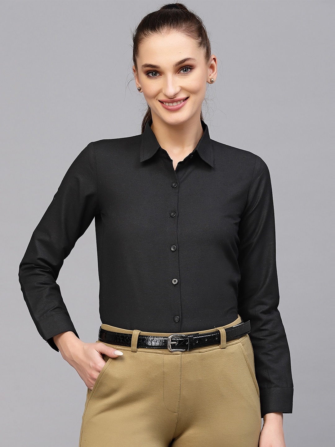 

Selvia Spread Collar Formal Shirt, Black