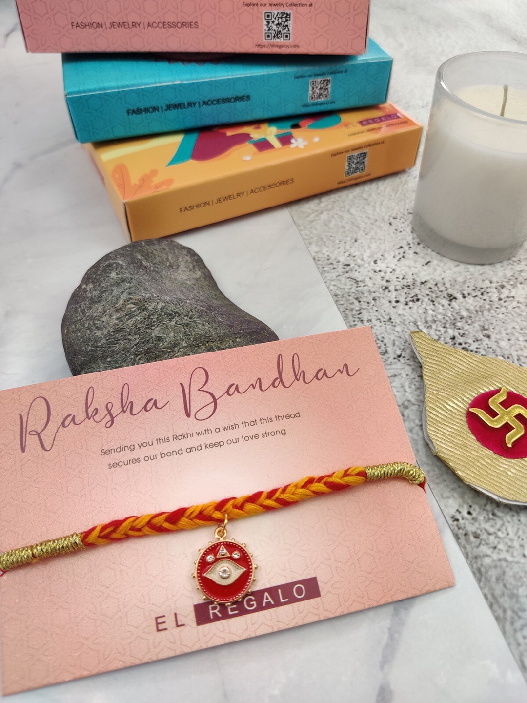 

EL REGALO Evil Eye Thread Rakhi, Red