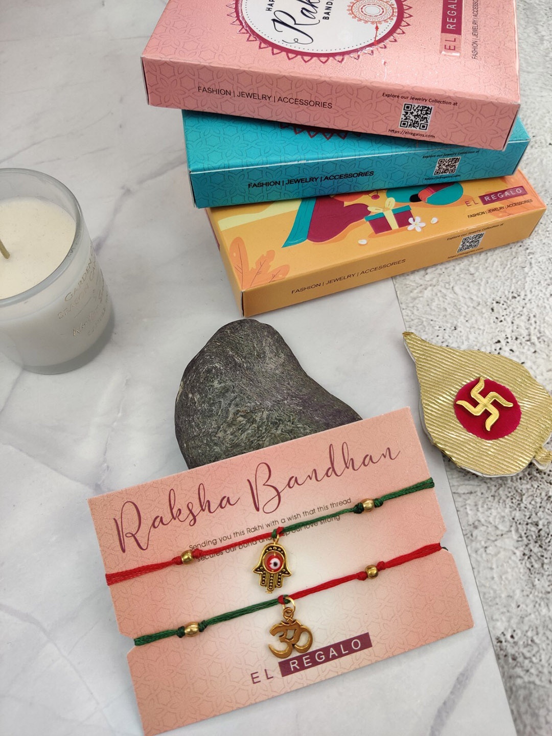 

EL REGALO Men Set Of 2 Adjustable Rakhis, Gold