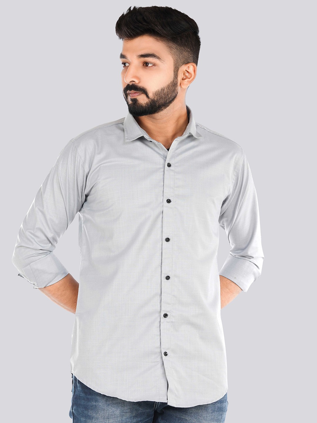 

VENISA Standard Fit Casual Linen Blend Shirt, Grey